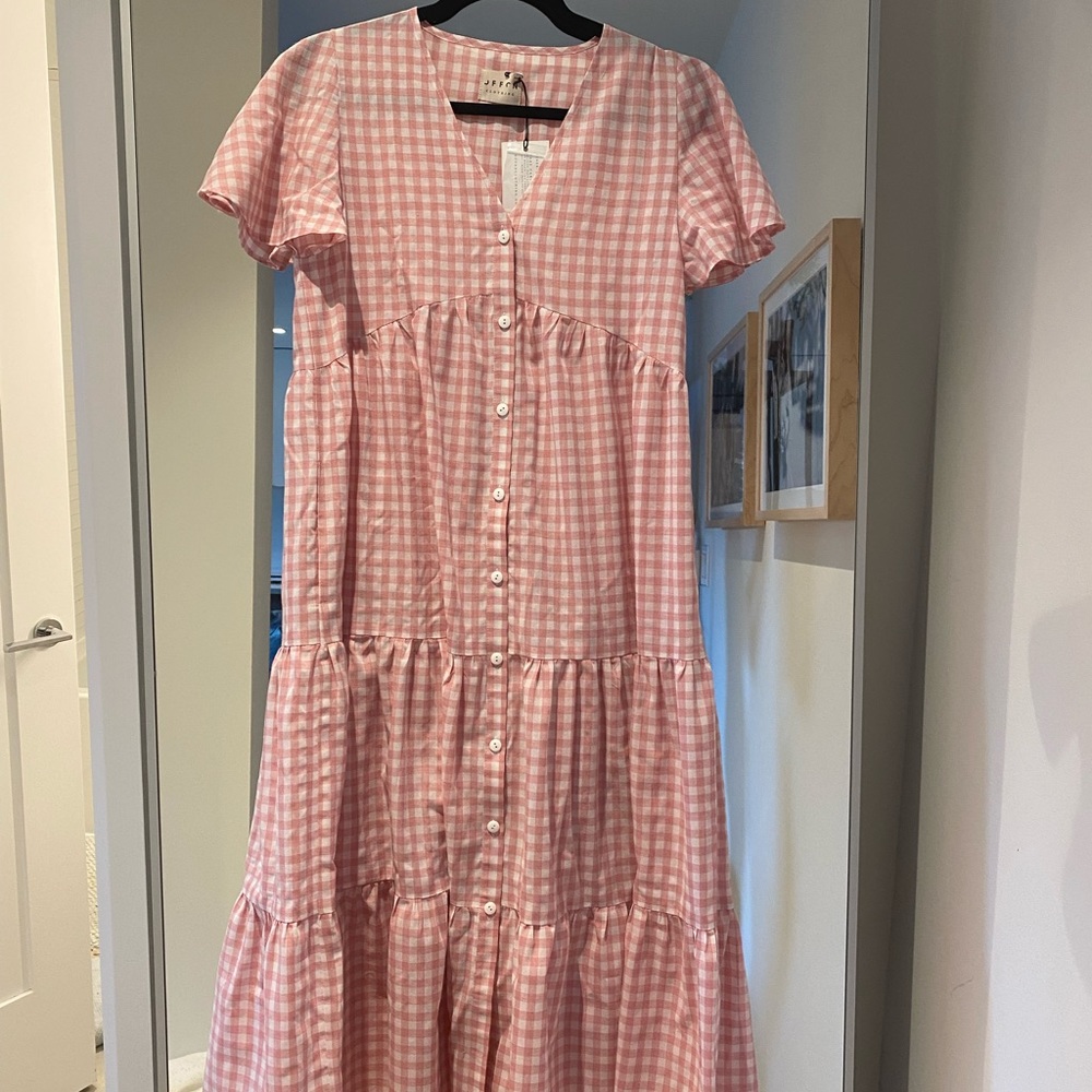 NWT Pink Gingham Maxi Dress